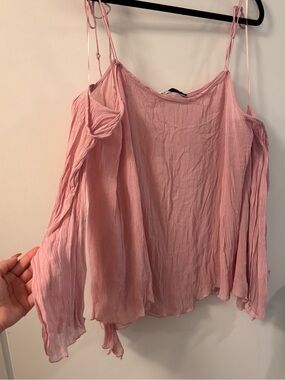Zara Pink Cold-Shoulder Camisole
